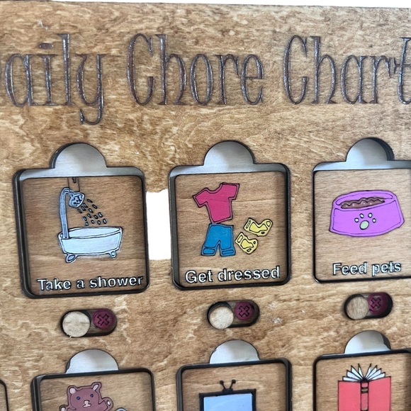Adorable, Educational, & Fun Daily Chore Chart!  Wooden**Personalization Aval - Picture 5 of 6